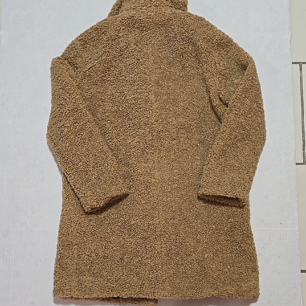 Zara Women's Tan Double-Breasted Teddy Coat Size M-L - Picture 12 of 13